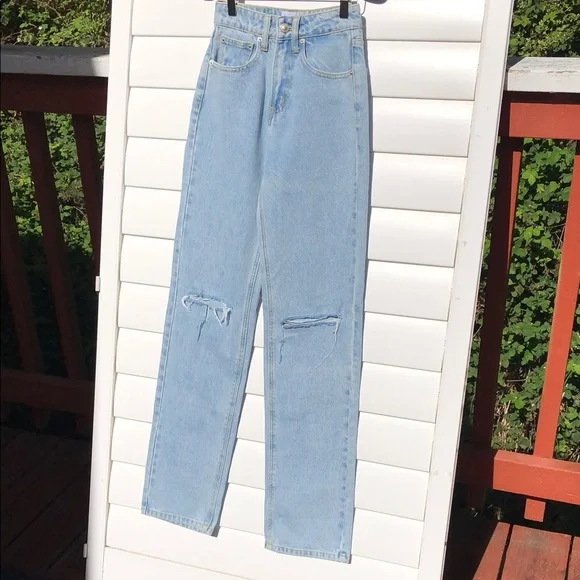 Princess Polly Blue High Rise Jeans with Classic Stitching NWT - Picture 4 of 13